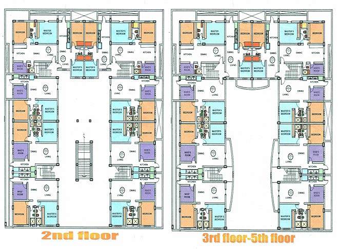 Optimized floor layout of units from first floor to fifth floor of Graceland Mansion at San Antonio Valley 1 in Paranaque.