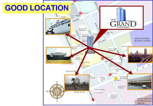 Location Map of Grand Towers along Vito Cruz, Manila