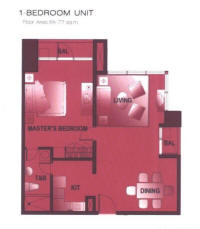 Greenbelt Condominium Floor Plan of 1-Bedroom