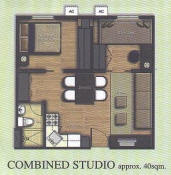Combined studio-type condominium unit