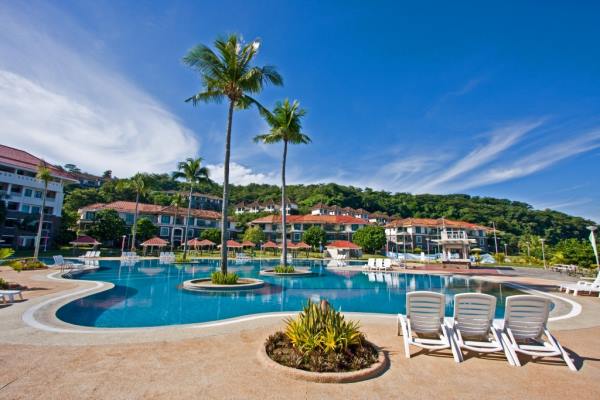 View of pool and apartments at Canyon Cove in Nasugbu, Batangas, Philippines