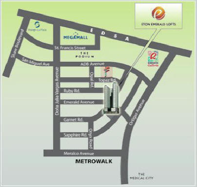 Location plan of Eton Emerald Lofts Condominium, Ortigas