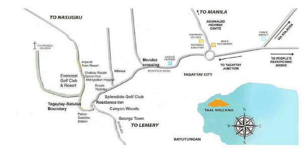 Map going to Evercrest Golf Club and Resort, Batangas
