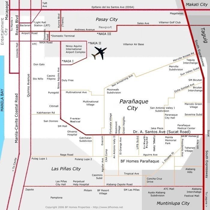 Map of Paranaque City, Metro Manila, Philippines