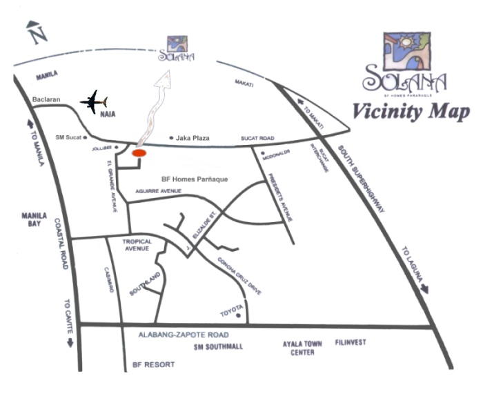 Location Map of Solana Homes, BF Homes Paranaque